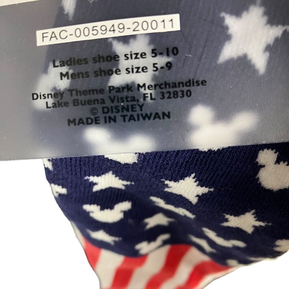 DISNEY PARKS MICKEY MOUSE ICON Love the USA Stars Stripes Adult Socks Red Blue - Picture 3 of 4